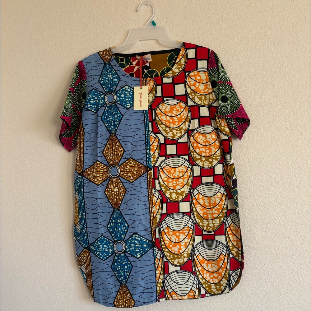 Mixed African print top
